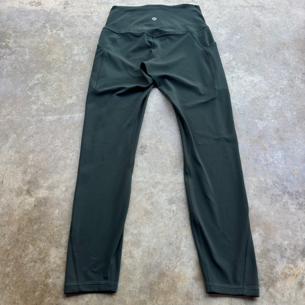 Lululemon Ankle Leggings High-Rise Pant with Pockets Forest Green Size 6 f7 - Picture 2 of 4